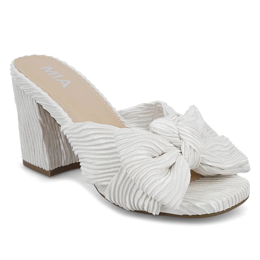 MIA Women's White Bow Mules Heels